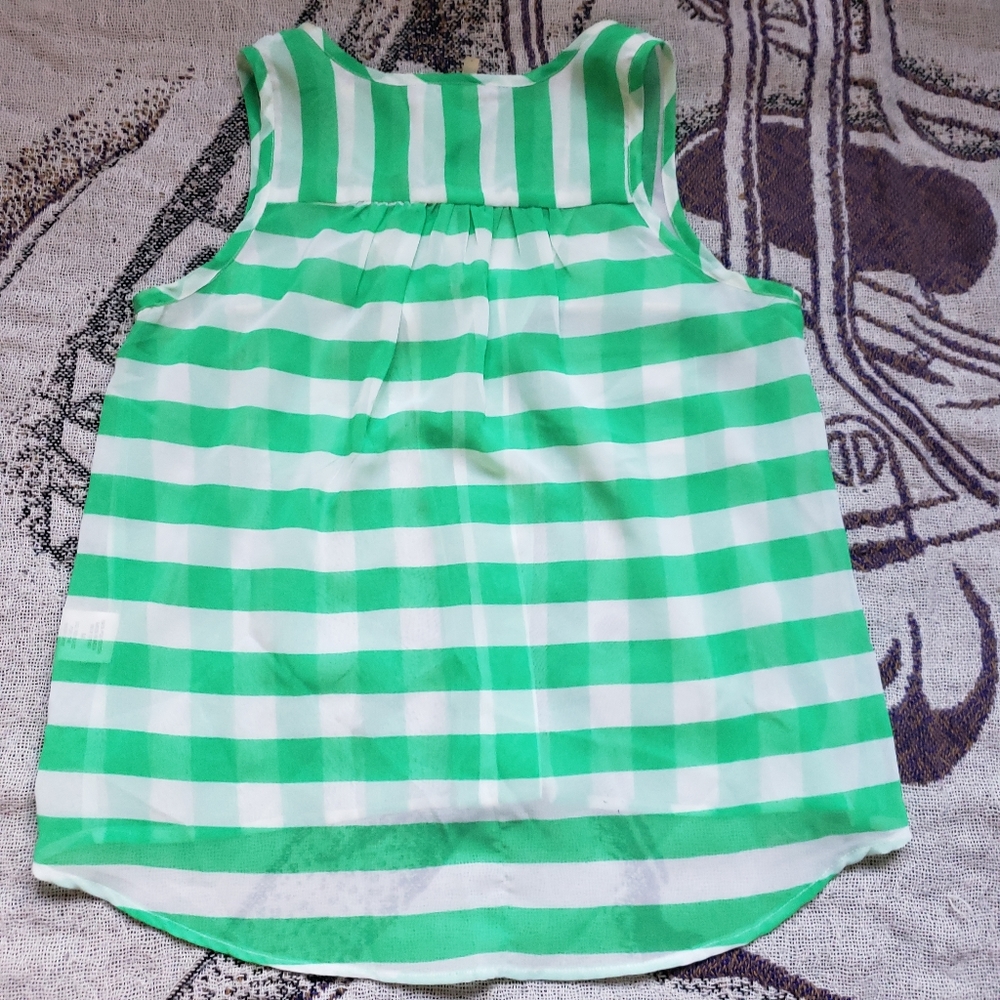 Truth NYC Green White Striped Sleeveless Top Button Down Size M - Picture 2 of 3